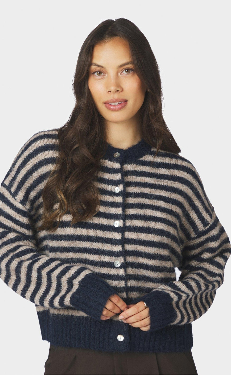Neo Noir Cardigan - Isana Stripe - Navy Striped