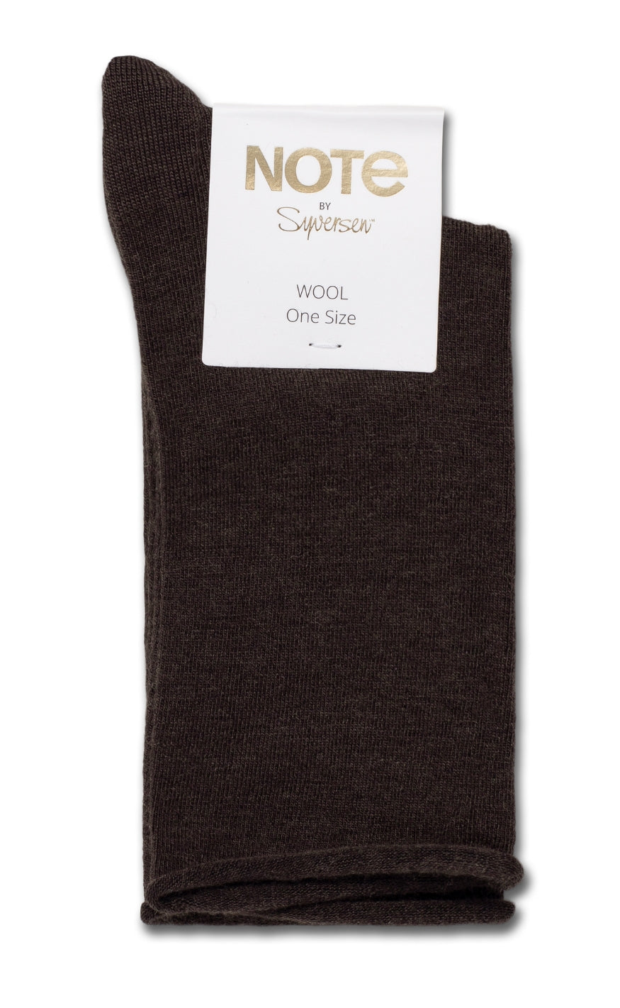 Oroblu Strømper - Note Wool Roll Topp - Dark Brown