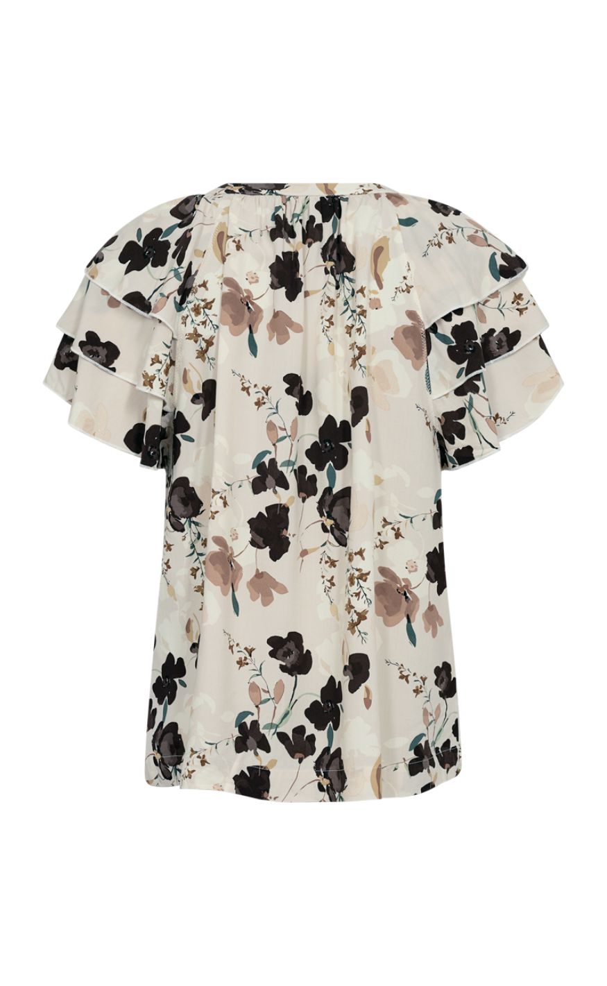 Freequent Bluse - Adney - Moonbeam w. Coffee Bean