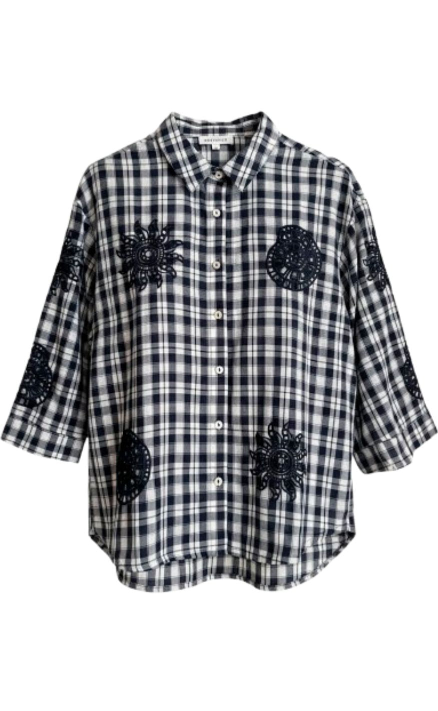 Continue Skjorte - Emilia Check - Navy Check