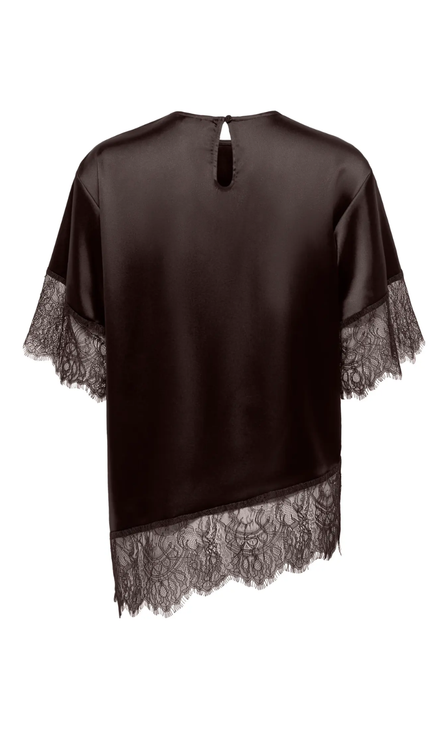 Only T-shirt - Indona 2/4 Satin Lace - Chocolate Torte