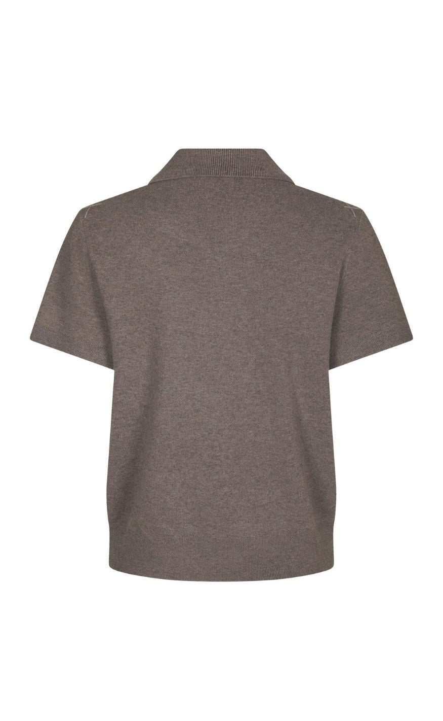 Neo Noir Bluse - Gia Check - Dark Taupe