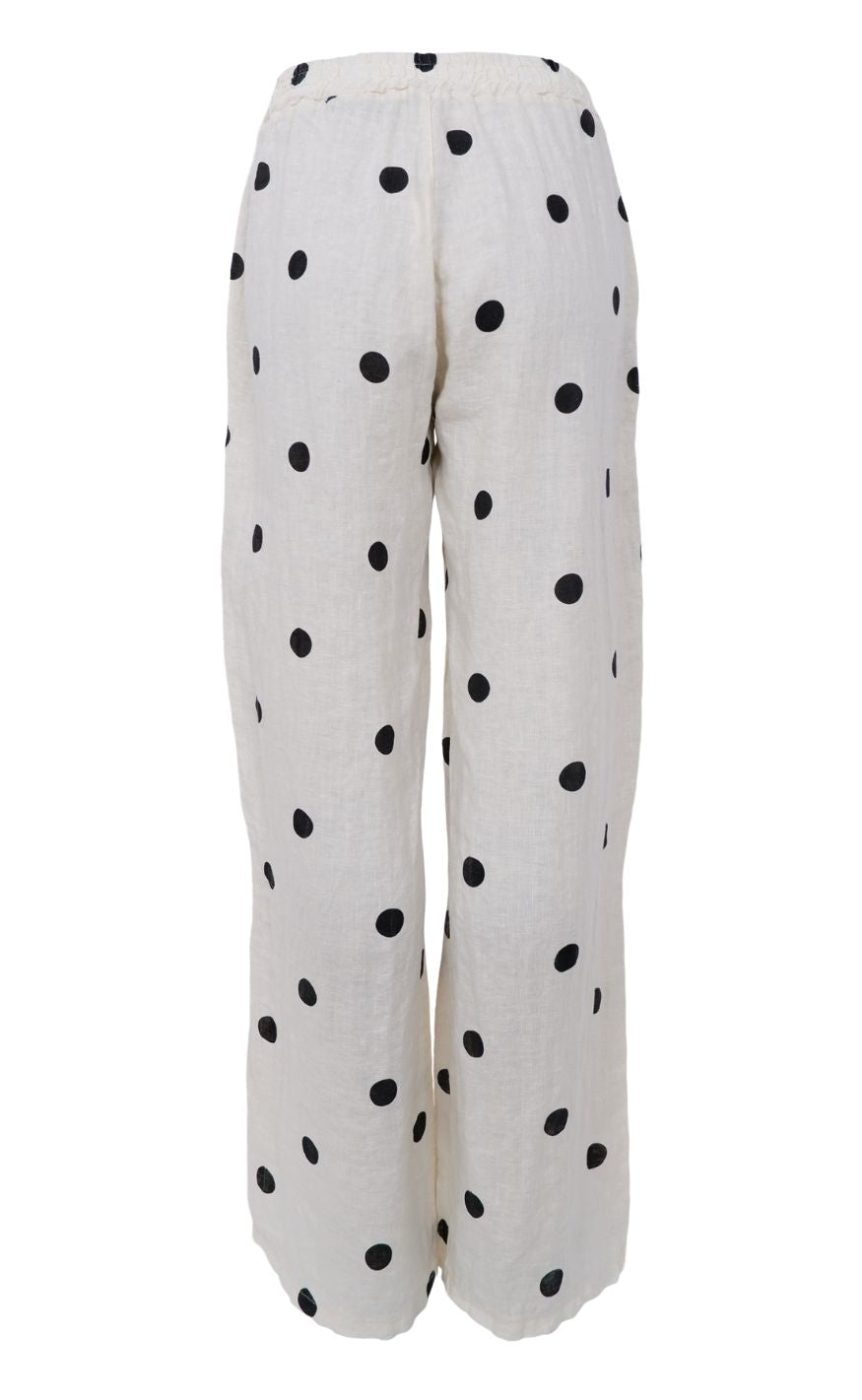 Black Colour Bukser - Melina Wide Linen - Dot