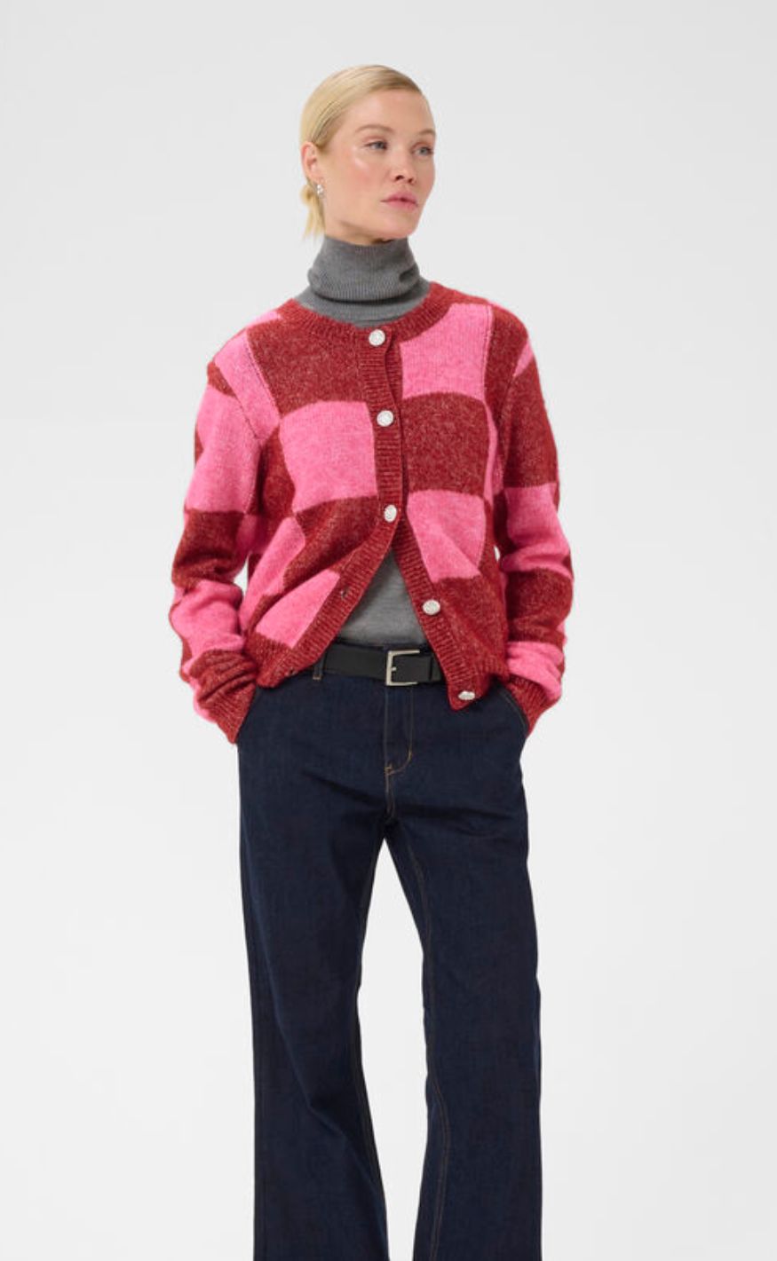 Culture Cardigan - Nimba Kimmy - Rio Red/Pink Check