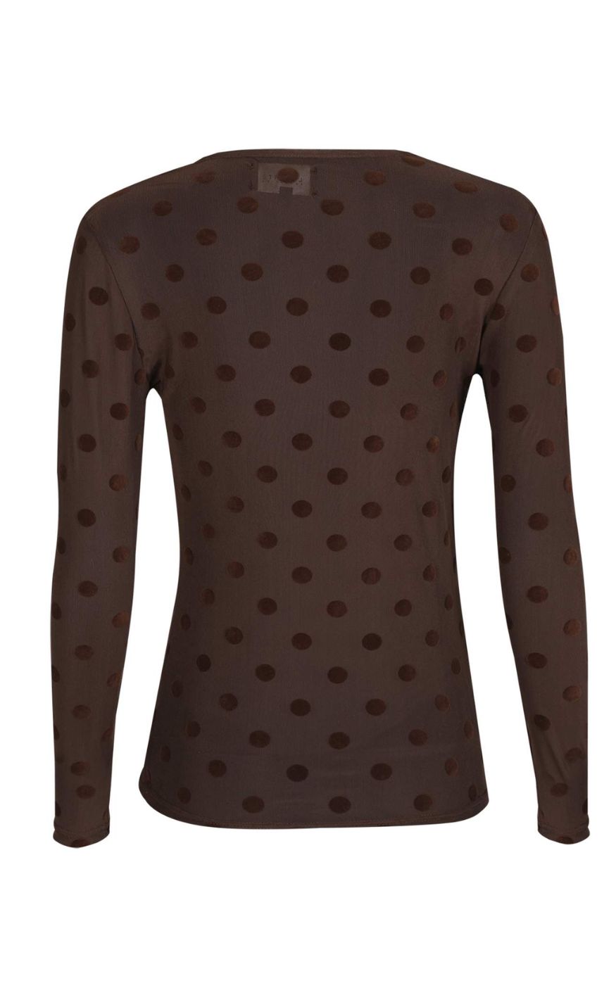 Liberte Bluse - Mesh - Dark Brown Big Flock Dot