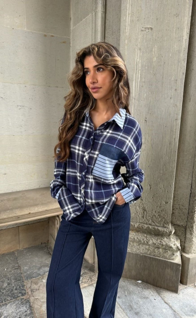 Continue Skjorte - Alice mix shirt - blue check