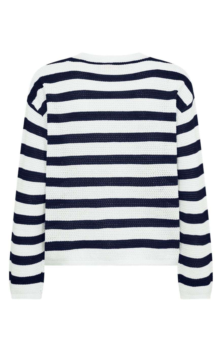 Freequent Genser - Dodo - Star Off-white w. Navy Blazer