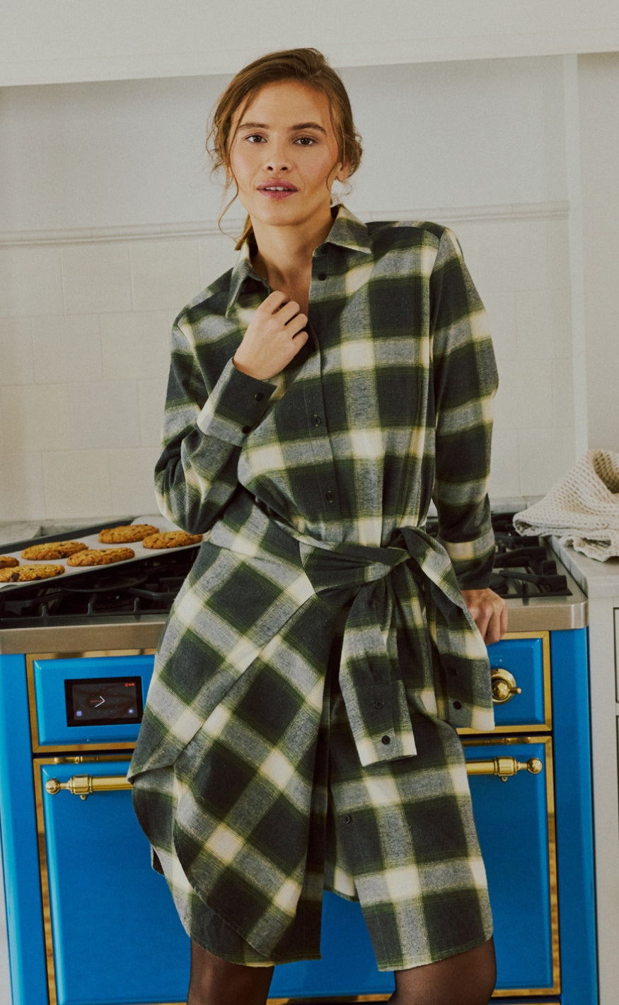 Freequent Kjole - Erino - Dark Grey Mel w. Calliste Green