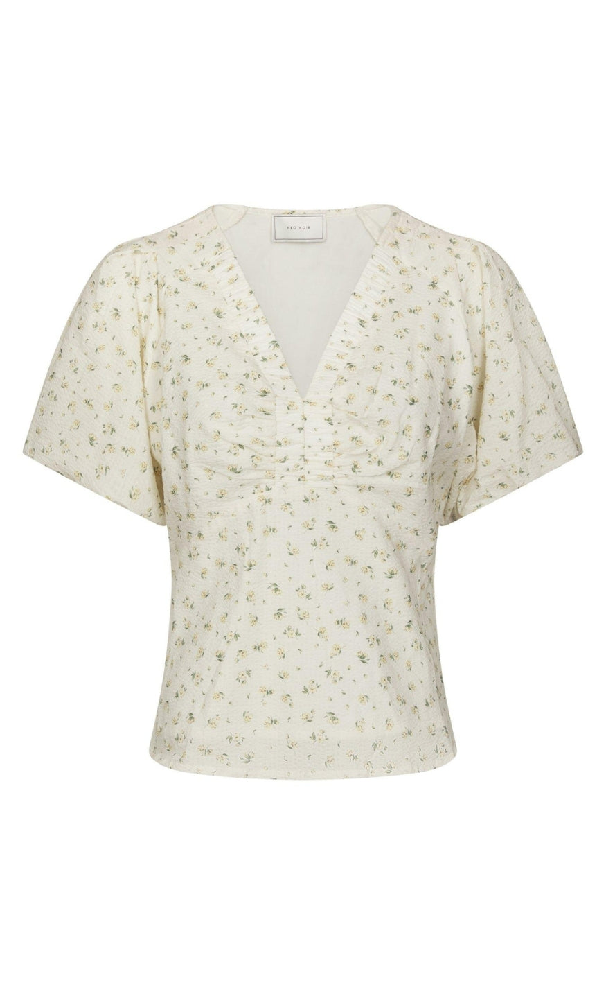 Neo Noir Bluse - Irina Small Rose Flower - Light Yellow