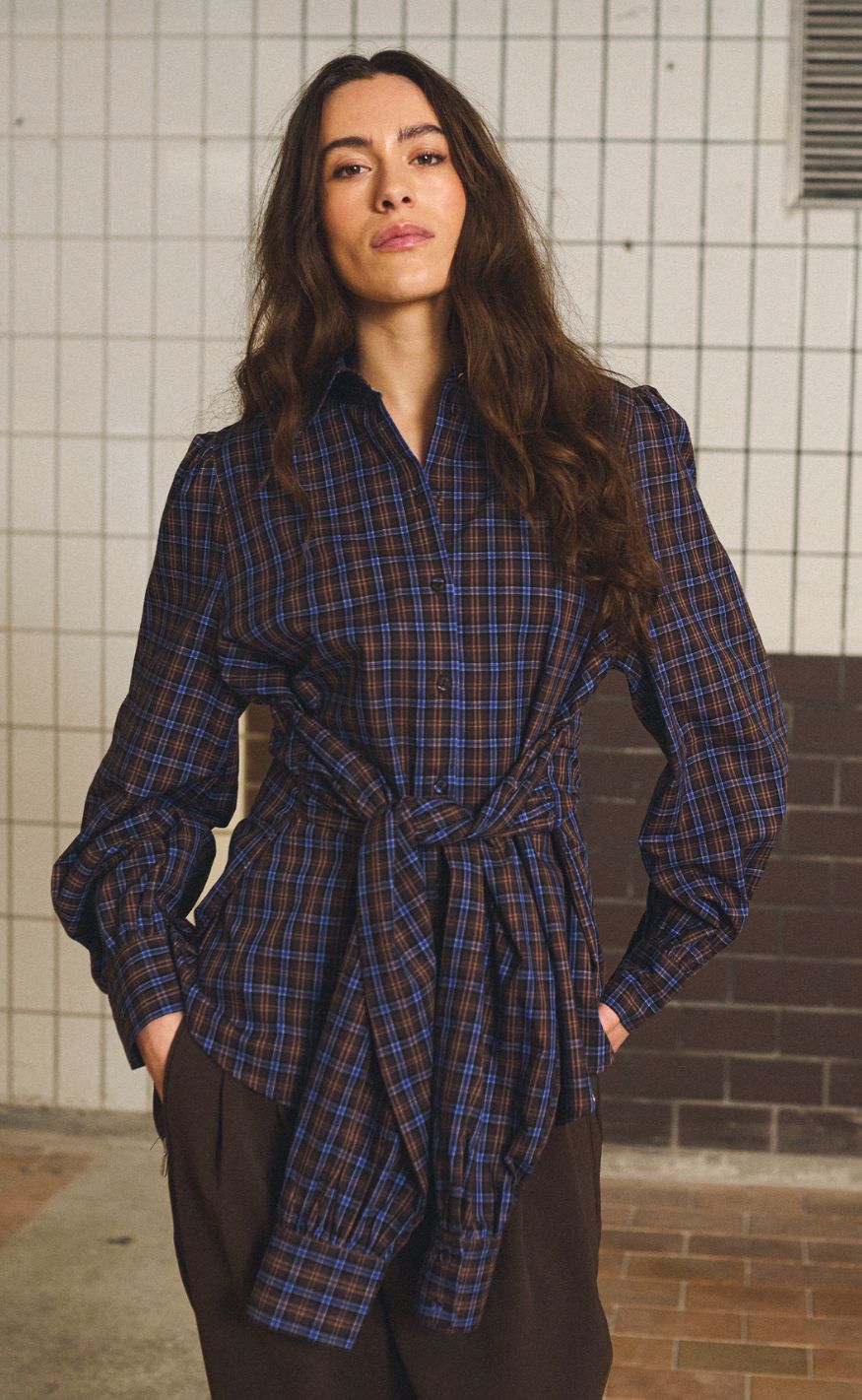 Gossia Skjorte - Kassia - Blue / Brown Checks
