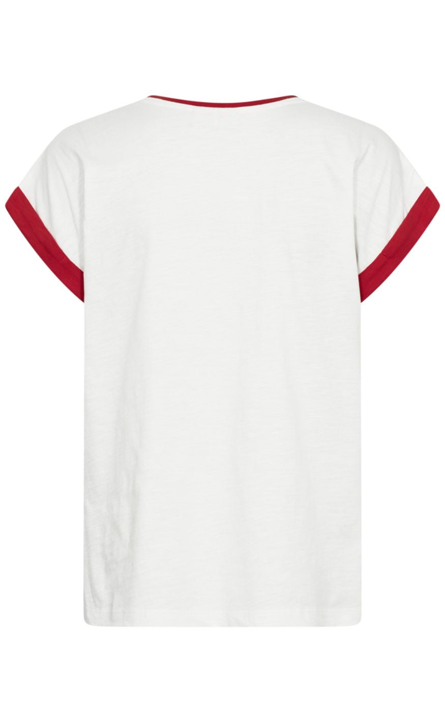 Freequent T-shirt - Viva - Star Off-White w. True Red