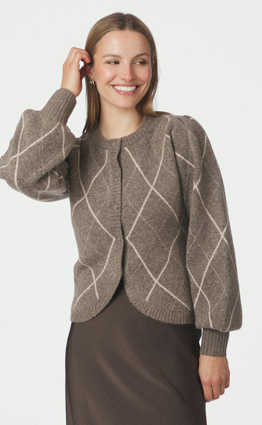 Neo Noir Cardigan - Koteas Check - Taupe