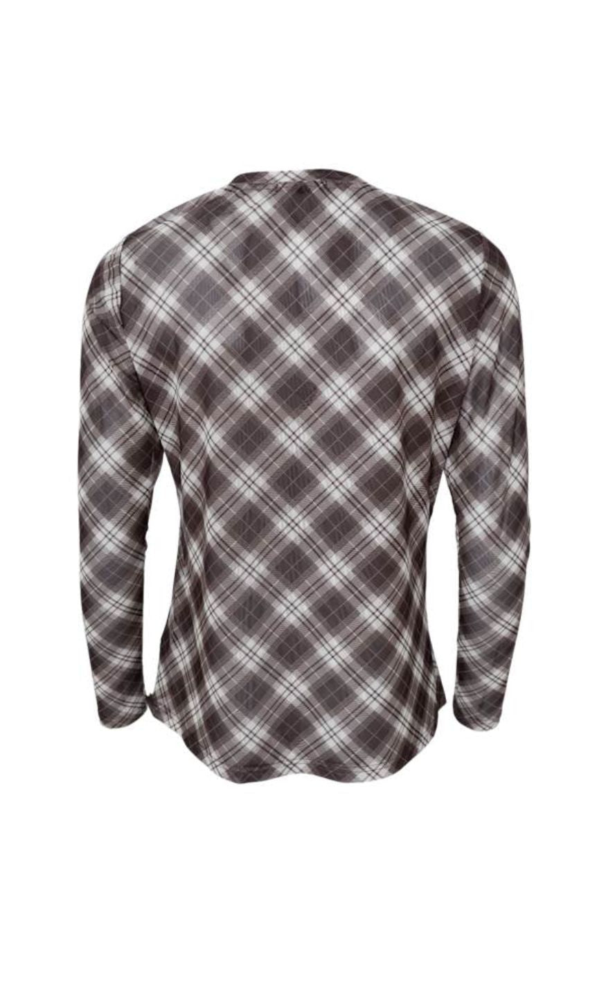 Black Colour Bluse - Kamma - Brown Tartan