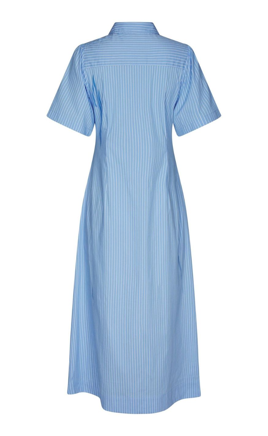 Neo Noir Kjole - Baia Stripe Poplin - Light Blue
