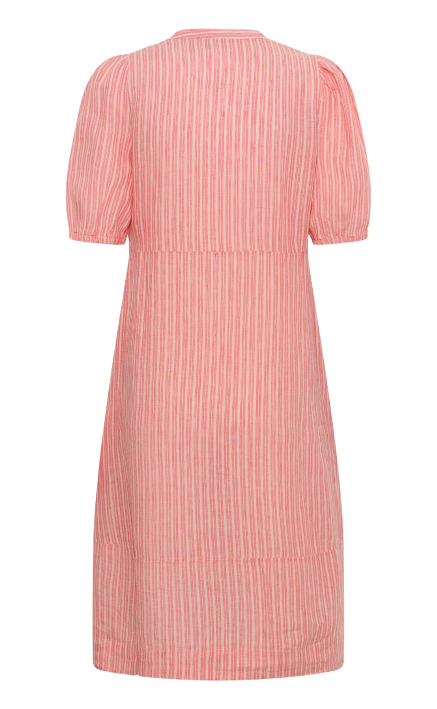 Culture Kjole - Aniela Molly SS - Sugar Coral/Whitecap Stripe