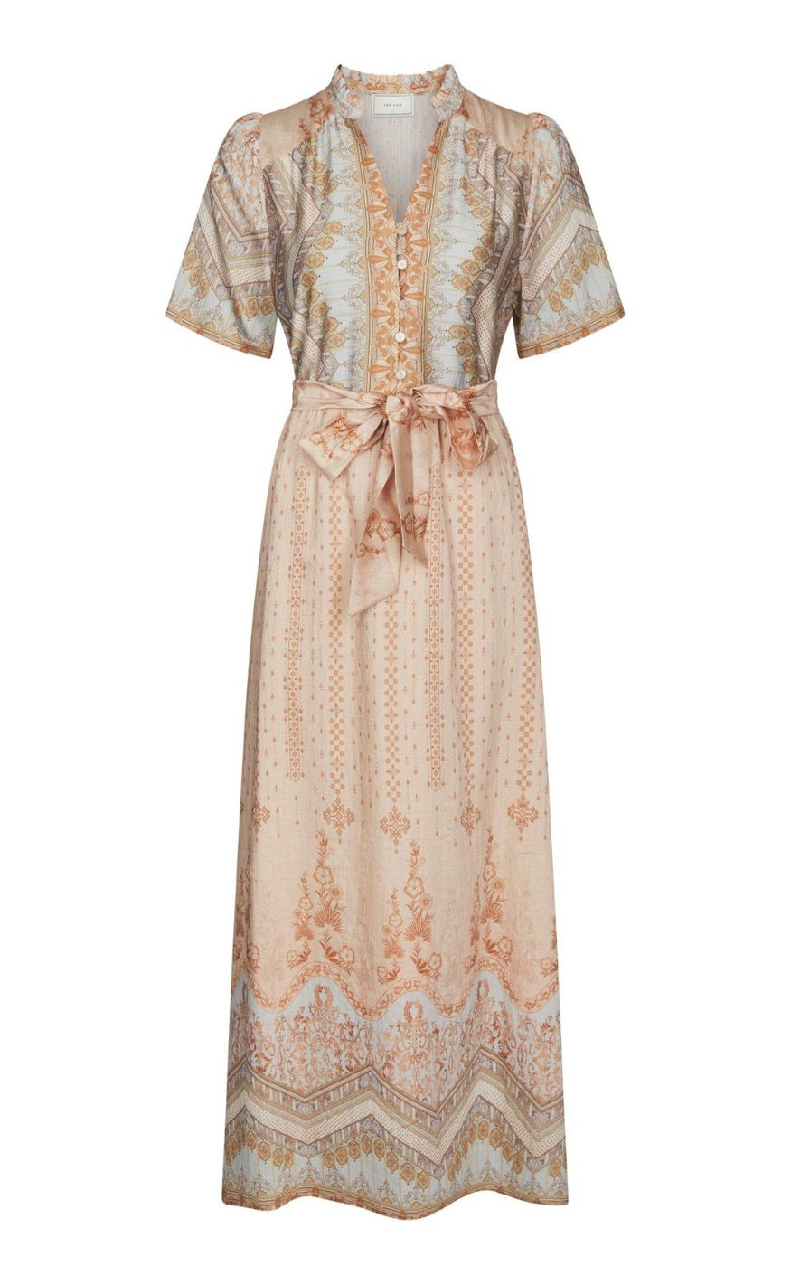 Neo Noir Kjole - Moviana Border - Flower Peach
