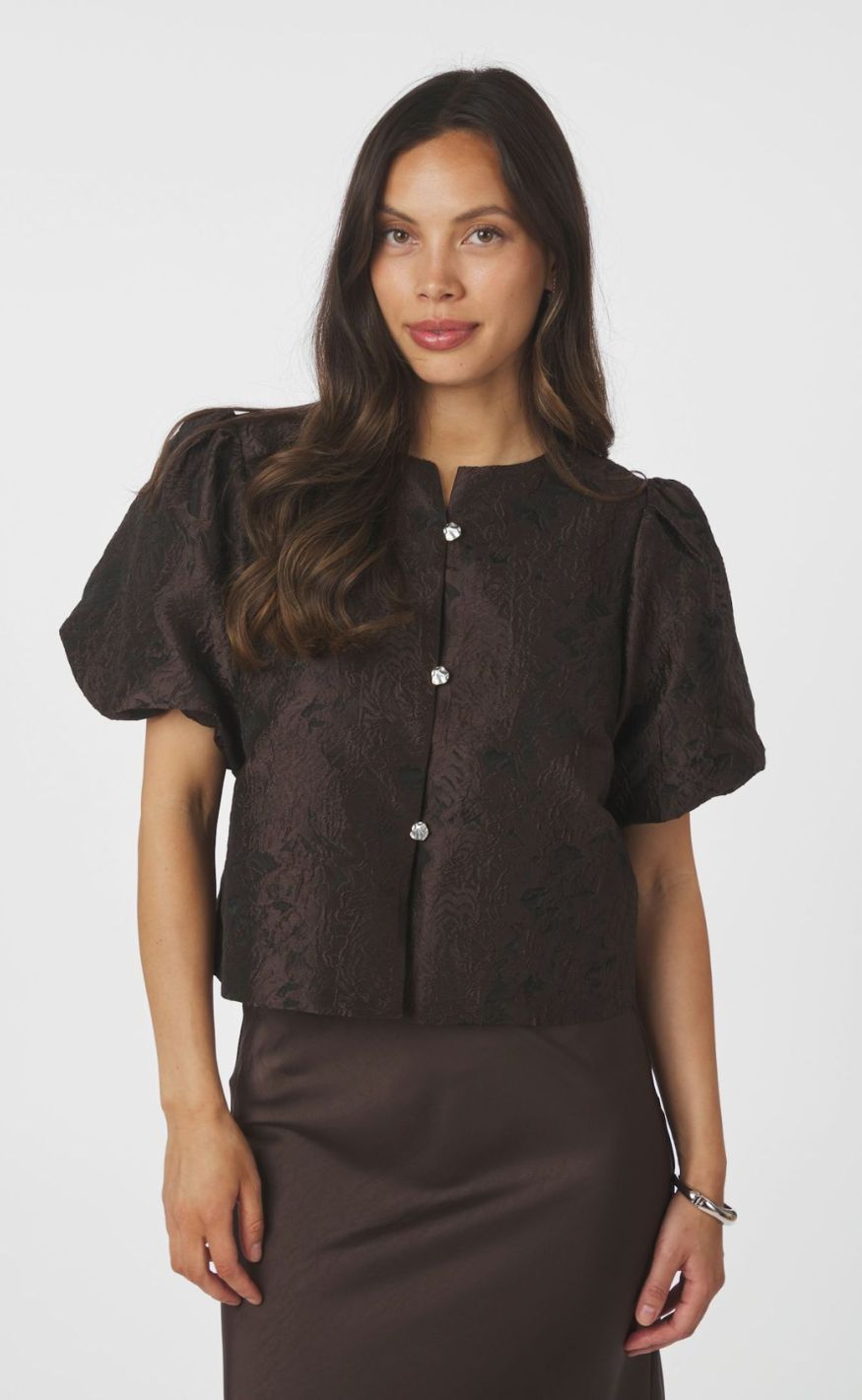 Neo Noir Bluse - Aisa Brocade - Darrk Brown
