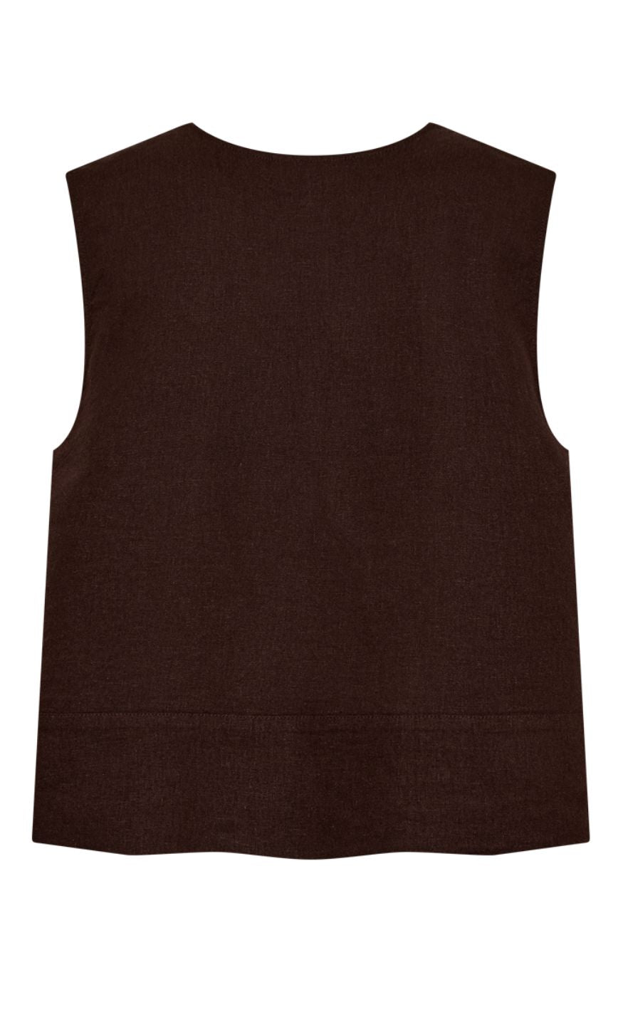 Freequent Topp - Lava Vest - Coffee Bean