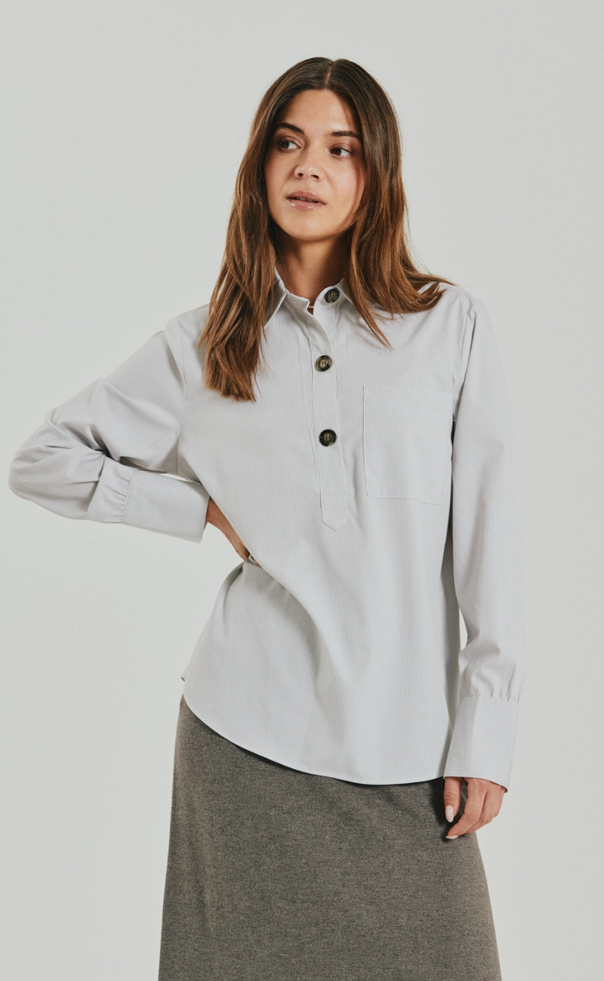 Freequent Skjorte - Flyna - Star Off-white w. Morel
