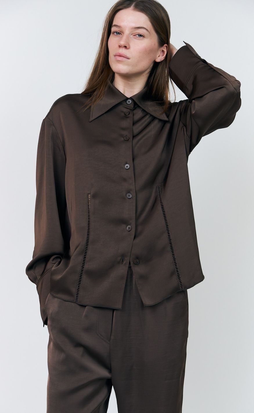 Lollys Laundry Skjorte - Sol - Dark Mokka