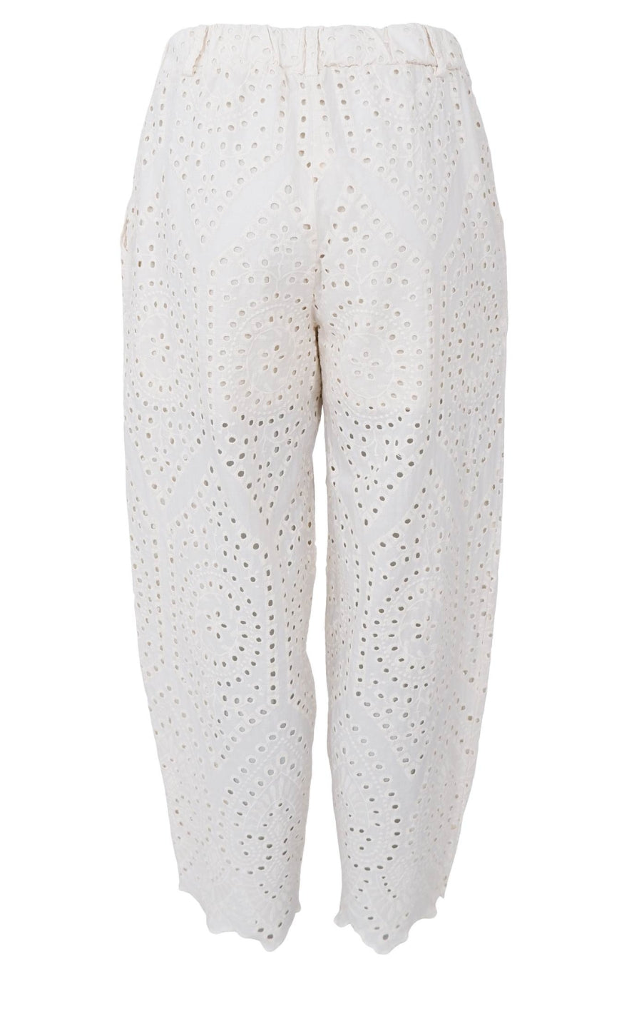 Black Colour Bukser - Frey Barrel Lace - Creme