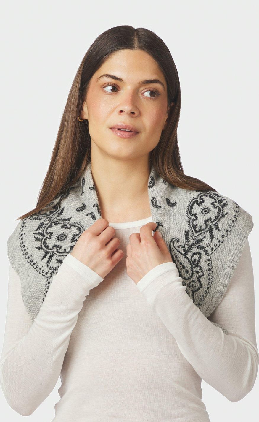 Neo Noir Skjerf - Adelina Paisley - Grey Melange