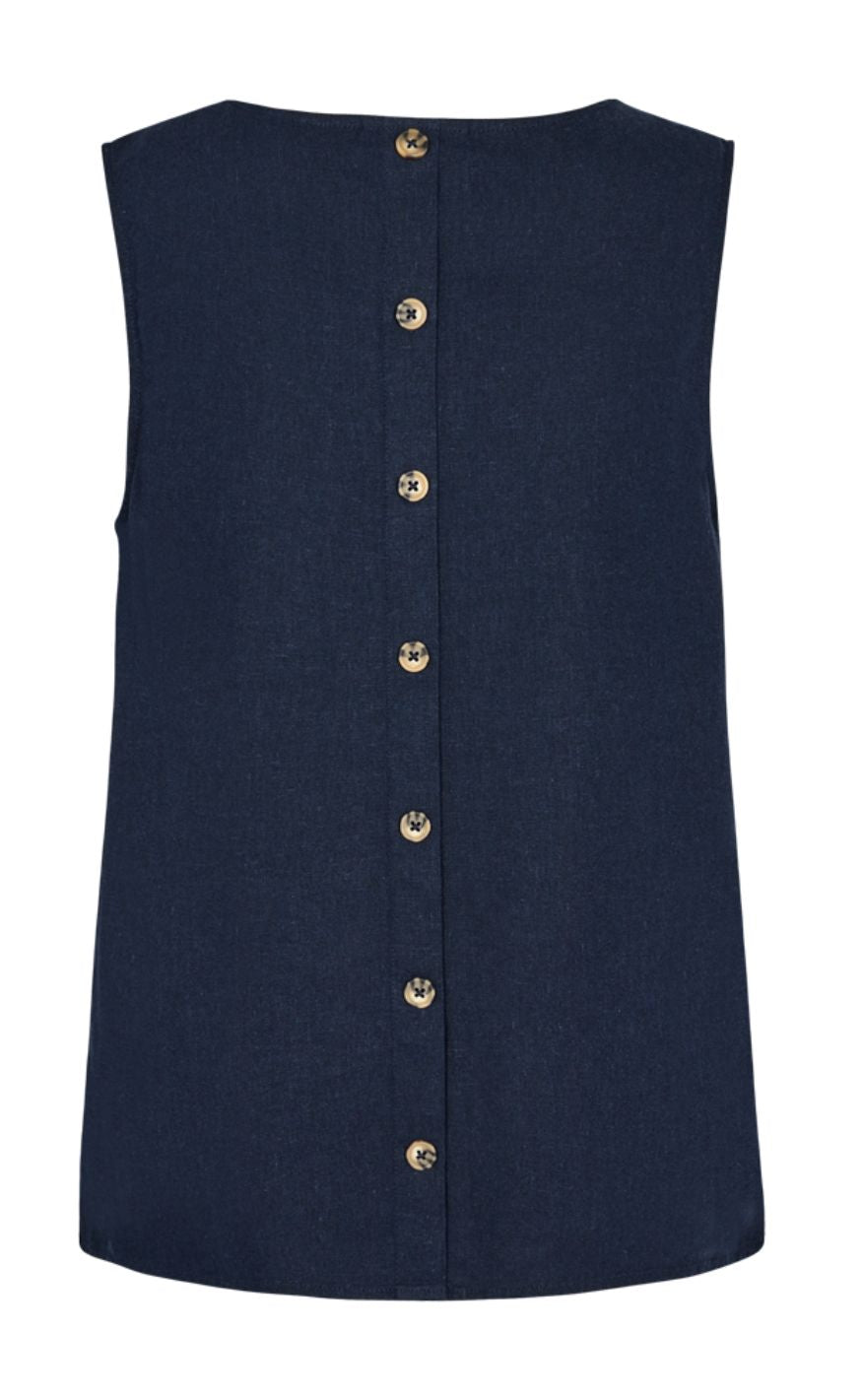 Freequent Topp - Lava Button Back - Navy Blazer