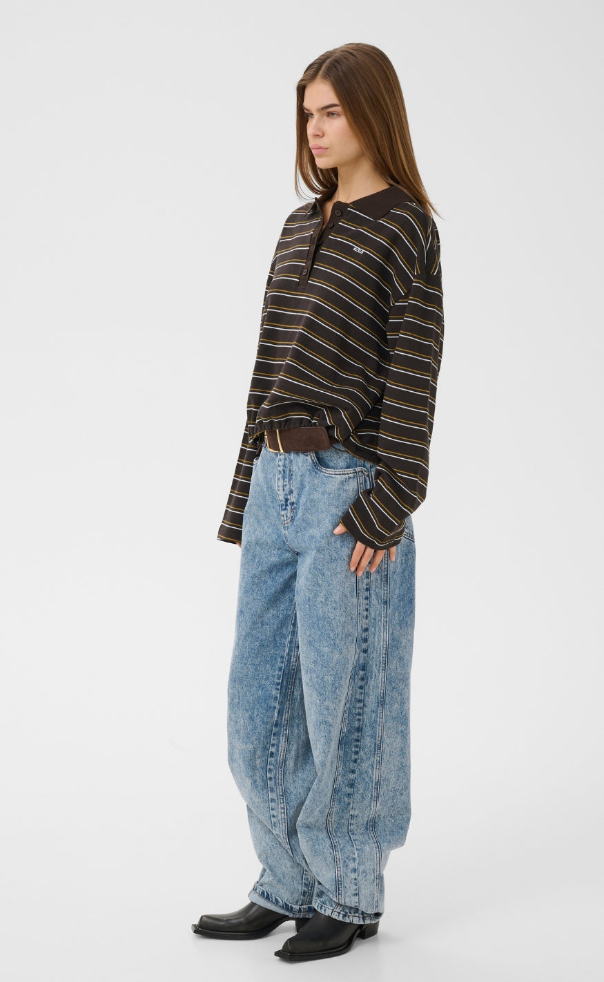 Gestuz Bluse - Pilova Polo - Ganache Striped
