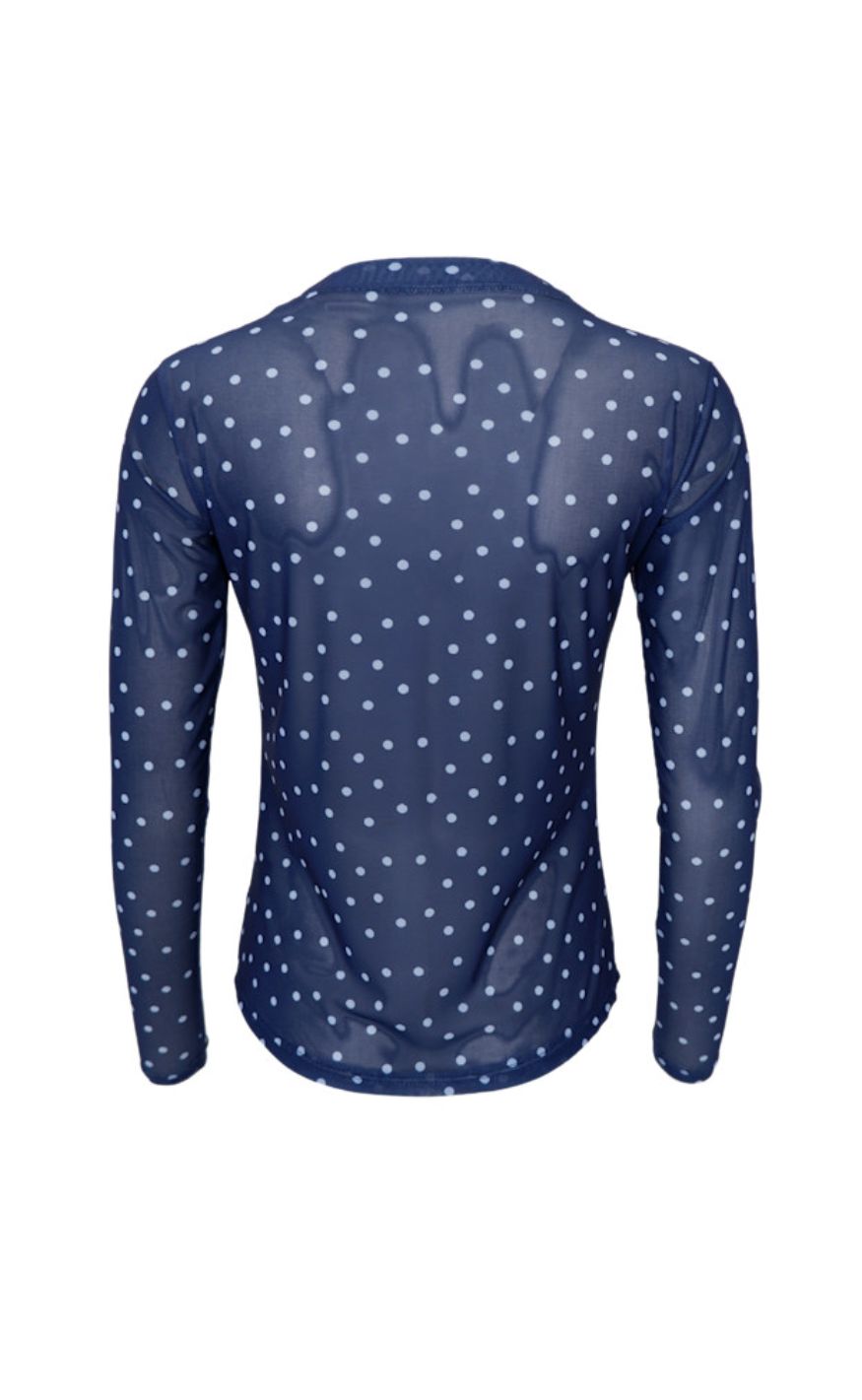 Black Colour Bluse - Annie - Navy Dot