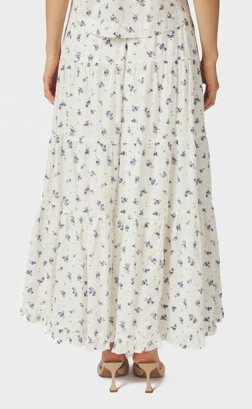 Neo Noir Skjørt - Asta Small Blossom - White Blue