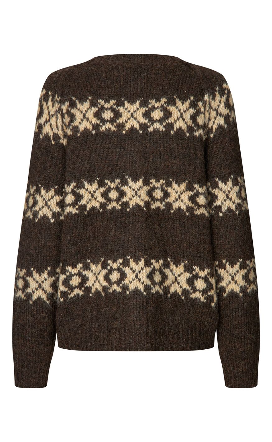 Lollys Laundry Cardigan - Padova - Dark Mokka