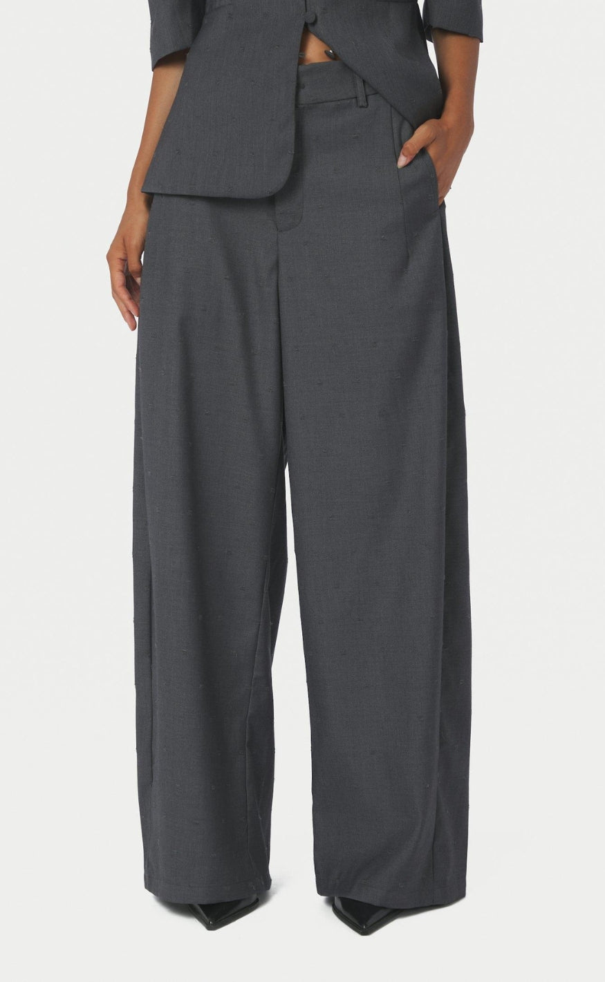 Neo Noir Bukser - Essiall Dobby Suit - Grey Melange