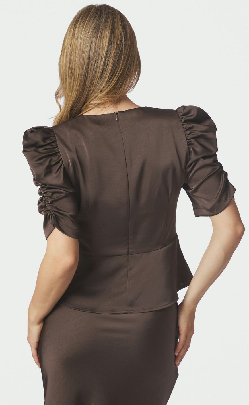 Neo Noir Bluse - Benua Heavy Sateen - Dark Brown