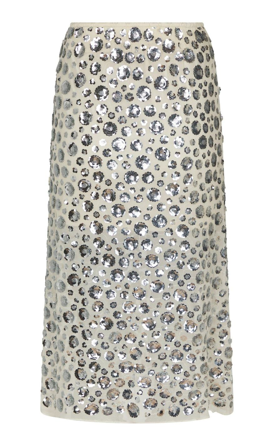 Neo Noir Skjørt - Gilla Flower Sequins - Creme