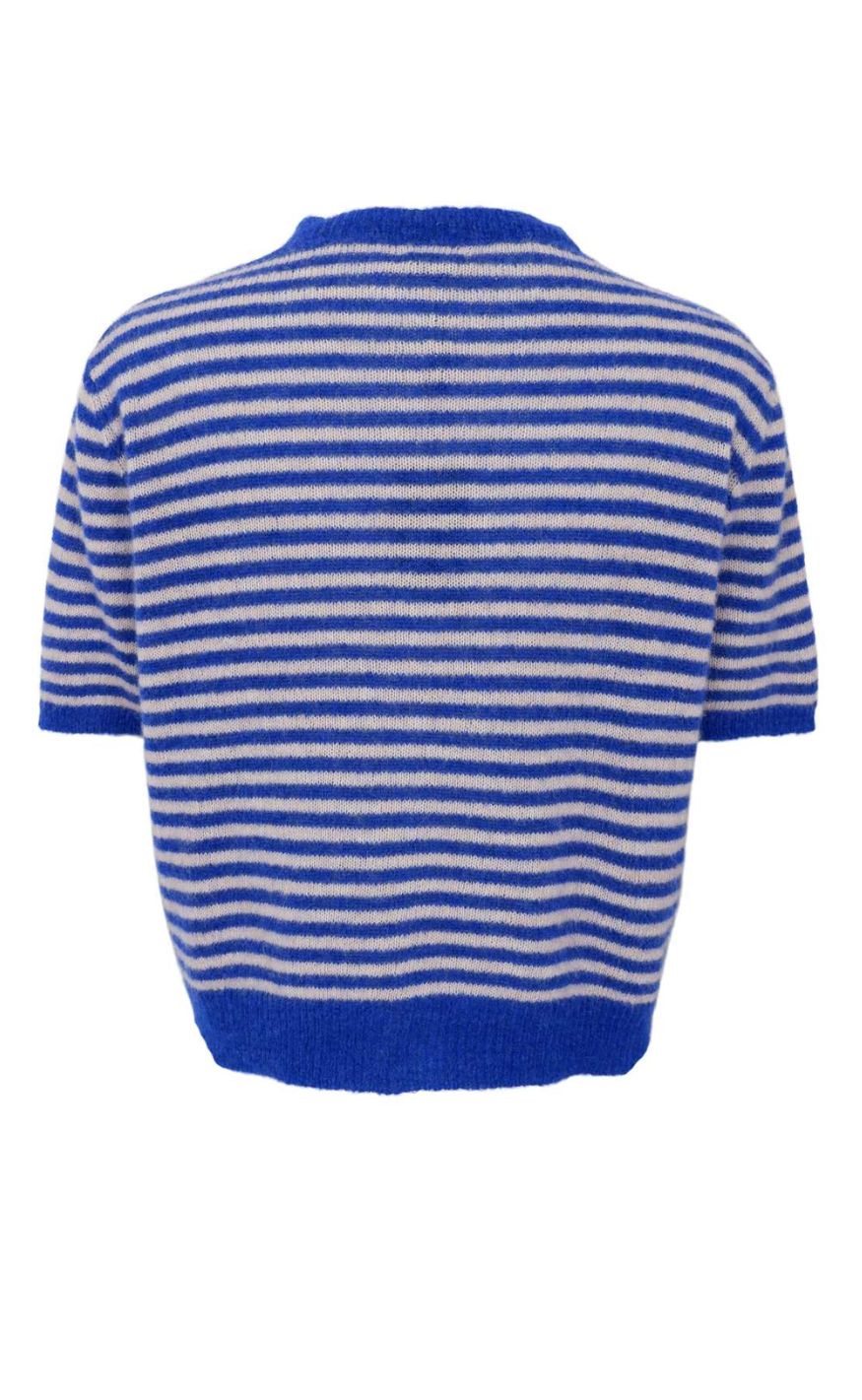 Black Colour Cardigan - Dell Striped SS - Blue