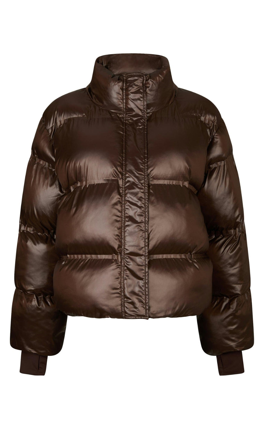 Neo Noir Jakke - Rhea Shiny Puffer - Chocolate Brown