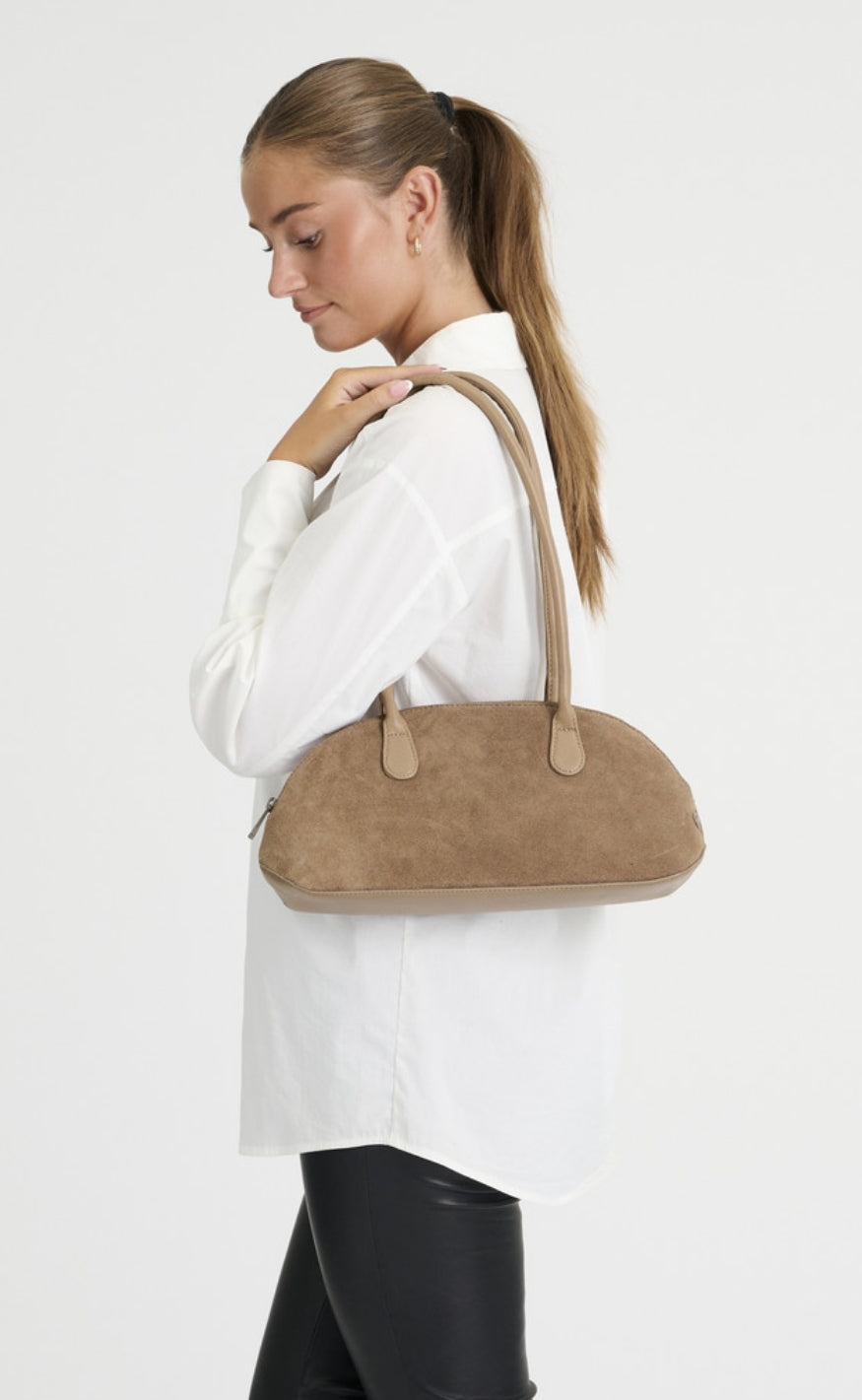 Depeche SkulderVeske - Bilbao Suede - Dark Mud