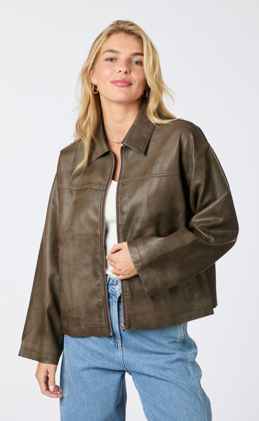 Neo Noir Jakke - Titan Faux Leather - Dark Brown