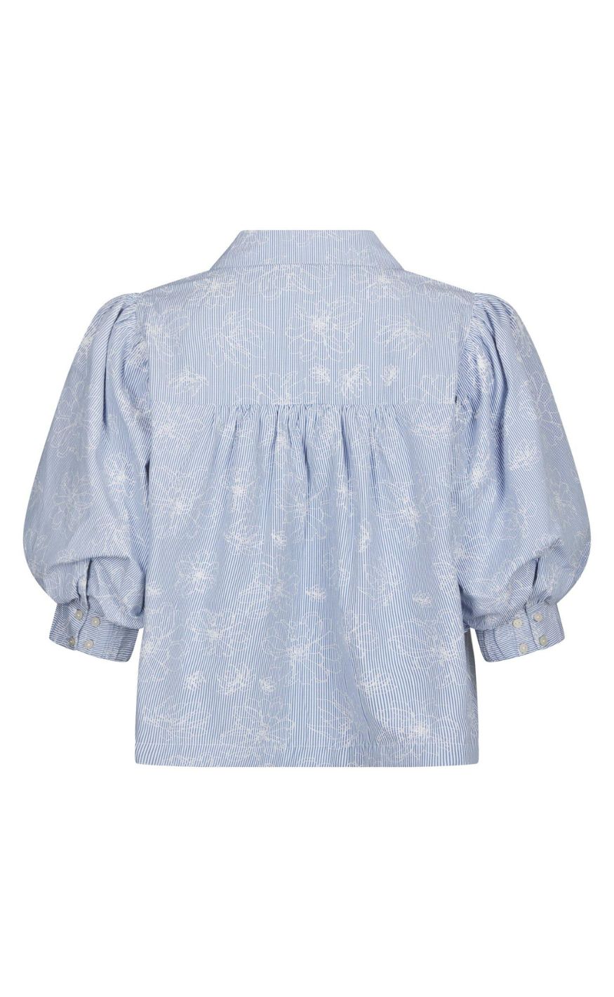 Neo Noir Skjorte - Etta Flower - Light Blue
