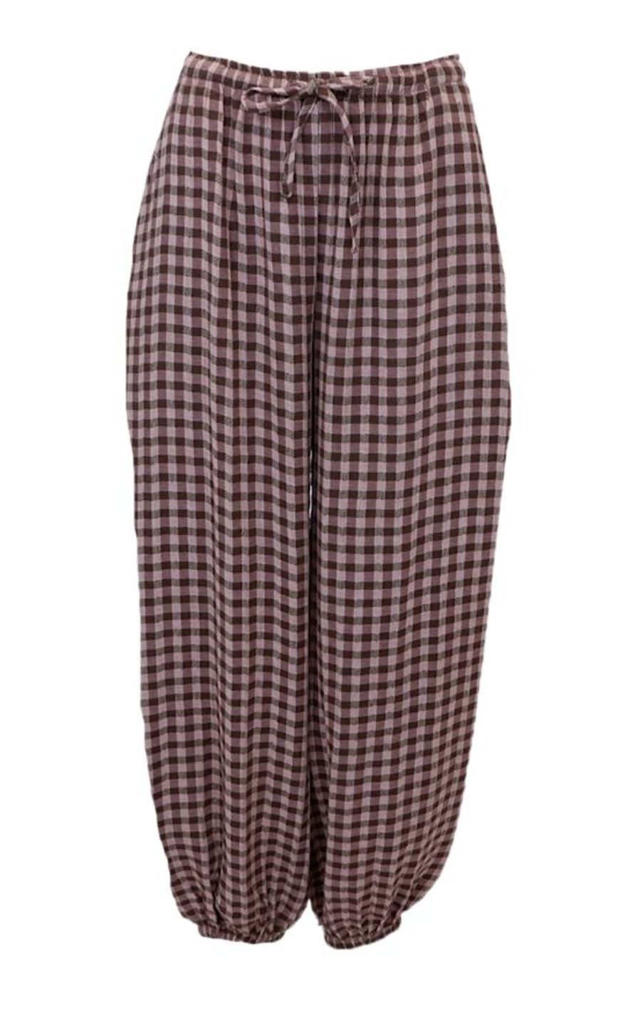 Black Colour Bukser - Malle Balloon - Brown Check