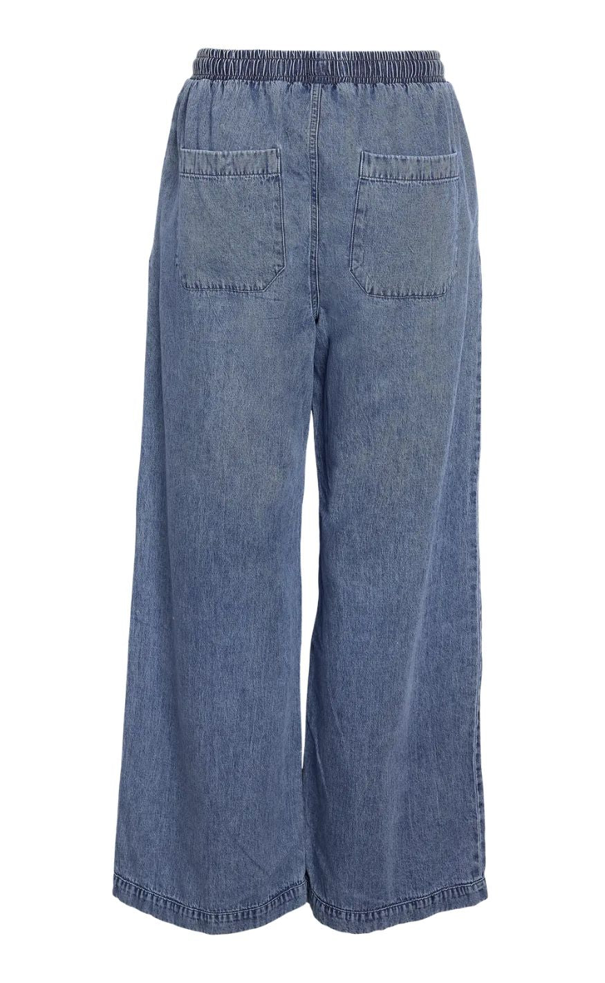 Noisy May Bukser - Enza MW Wide - Medium Blue Denim