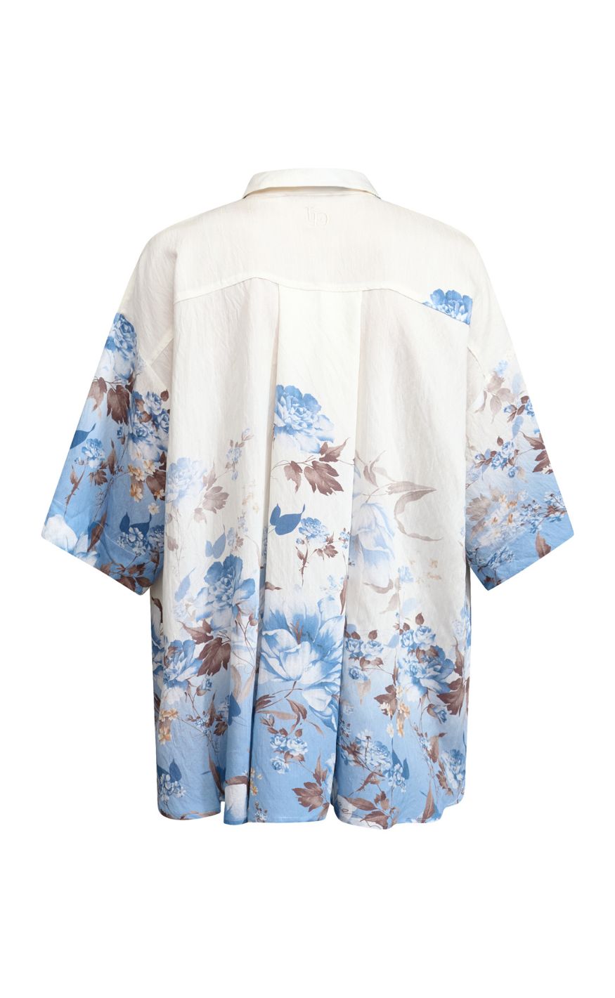 Love & Divine Skjorte - Love971-16 - Blue/Brown Flower
