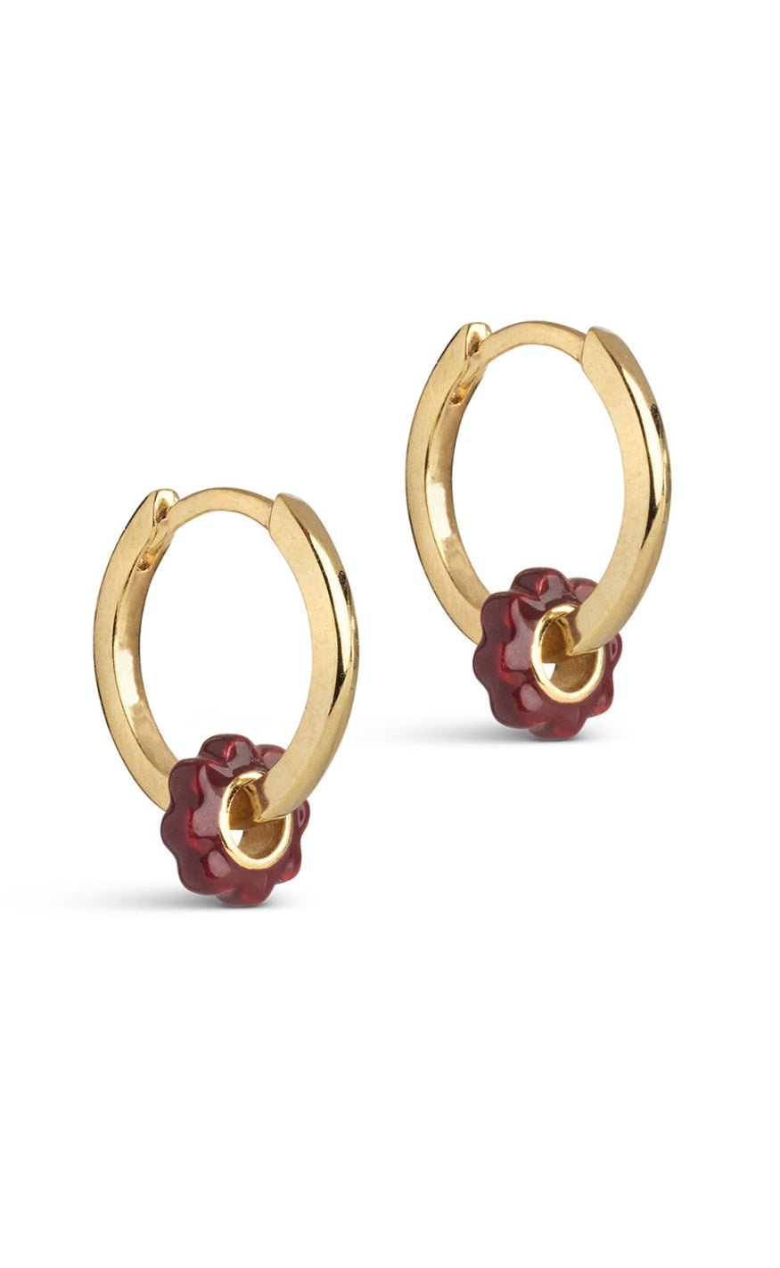 ENAMEL Copenhagen Øreringer - Tokens Flower Hoops - Bordeaux