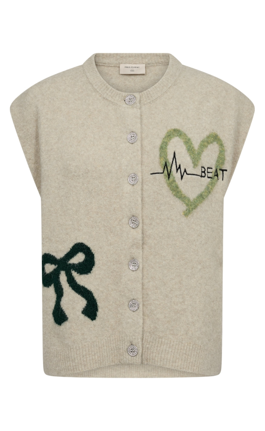 Freequent Vest - Nomas - Oyster Gr Ml w Deep Forest Ml.