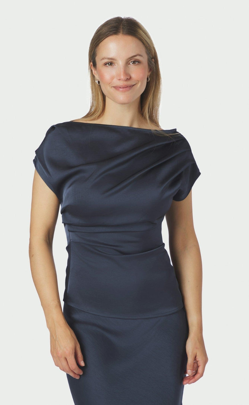 Neo Noir Topp - Mabelle Heavy Sateen - Midnight Blue