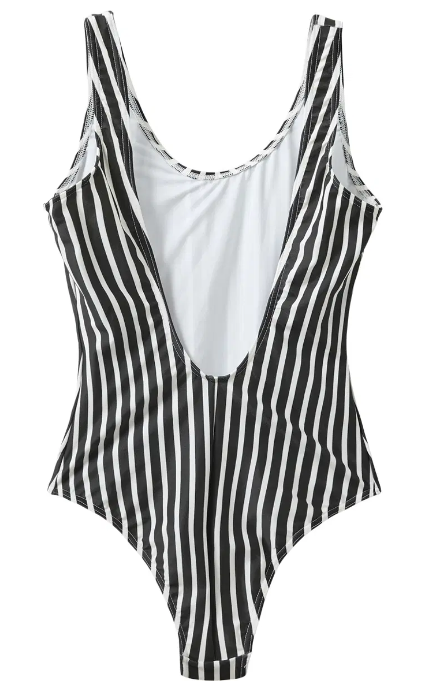 H2O Badedrakt - Stripe Swim - Black