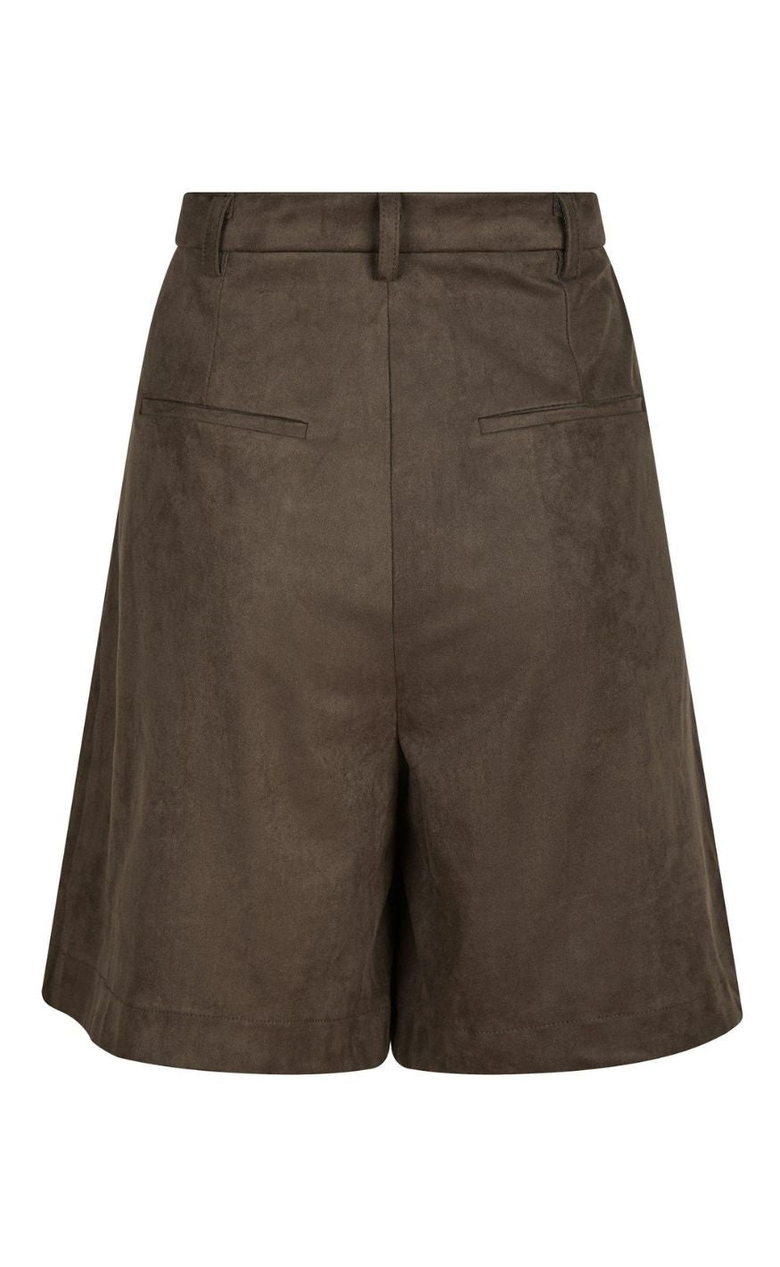 Neo Noir Shorts - Nika Faux Suede - Dark Brown