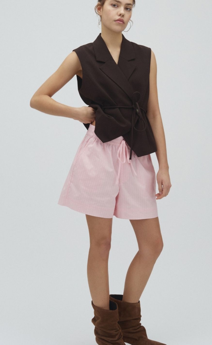MbyM Shorts - Meris-M - Pale Pink Sugar Stripe