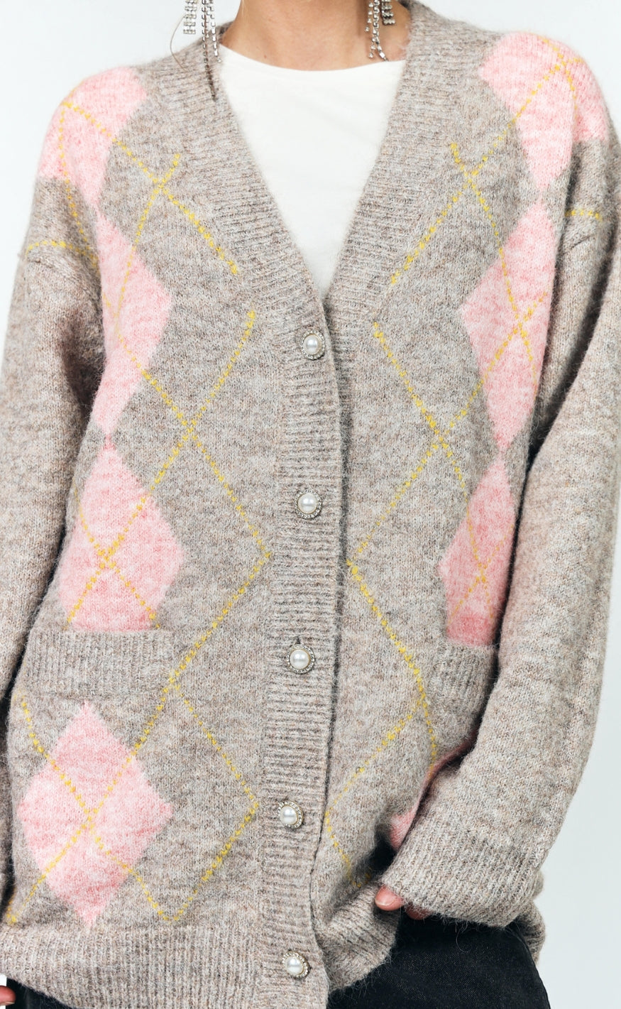 Lollys Laundry Cardigan - Oaks - Taupe