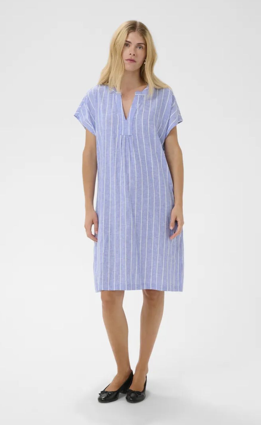 Culture Kjole - Arletty - Powder Blue/Gardenia Stripe
